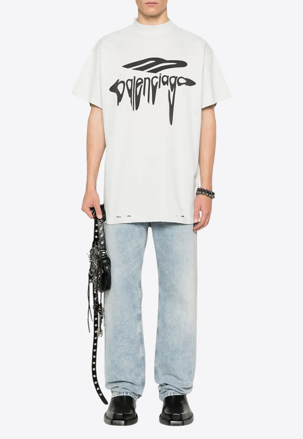 Balenciaga 3B Liquified Logo Print T-shirt White 787349TRVS8_9081_DIRTYWHITEBLACK_32772854