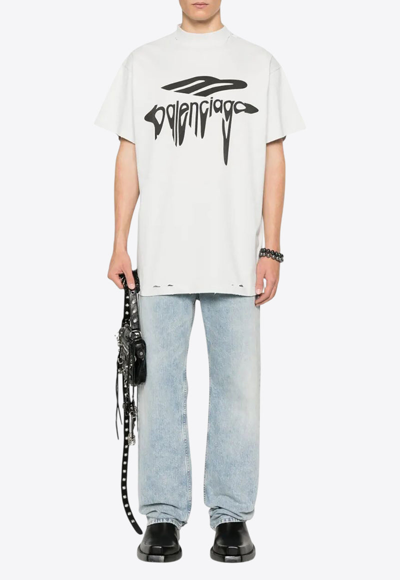 Balenciaga 3B Liquified Logo Print T-shirt White 787349TRVS8_9081_DIRTYWHITEBLACK_32772854