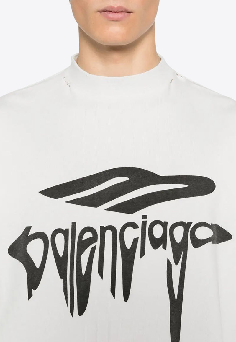 Balenciaga 3B Liquified Logo Print T-shirt White 787349TRVS8_9081_DIRTYWHITEBLACK_32772854