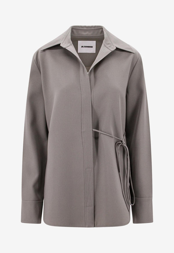 Jil Sander Wool Long-Sleeved Wrap Shirt Green J02DL0154J40002_317_Green_29845265