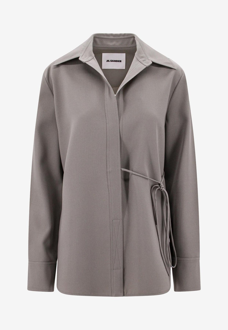 Jil Sander Wool Long-Sleeved Wrap Shirt Green J02DL0154J40002_317_Green_29845265