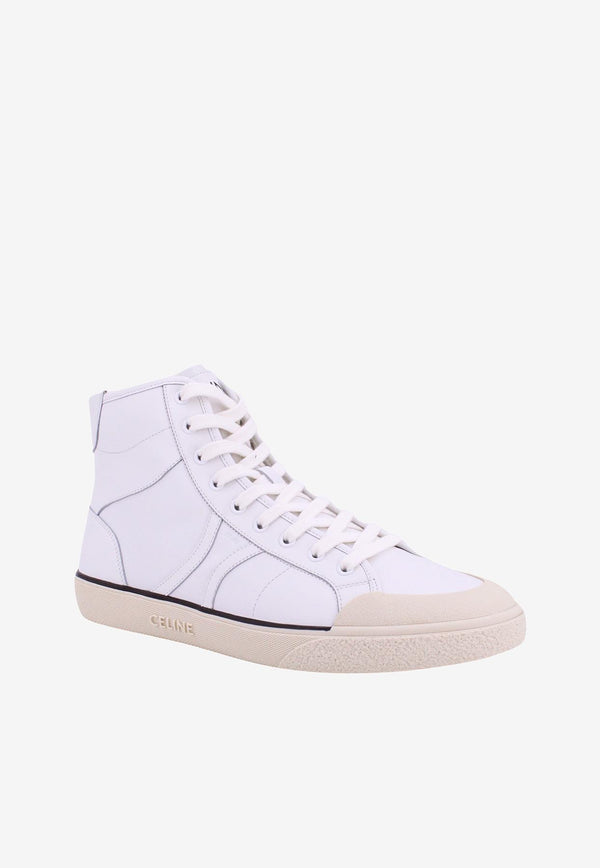Celine Alan AS-01 Leather High-Top Sneakers White 356243985C_01OP_White_29851383