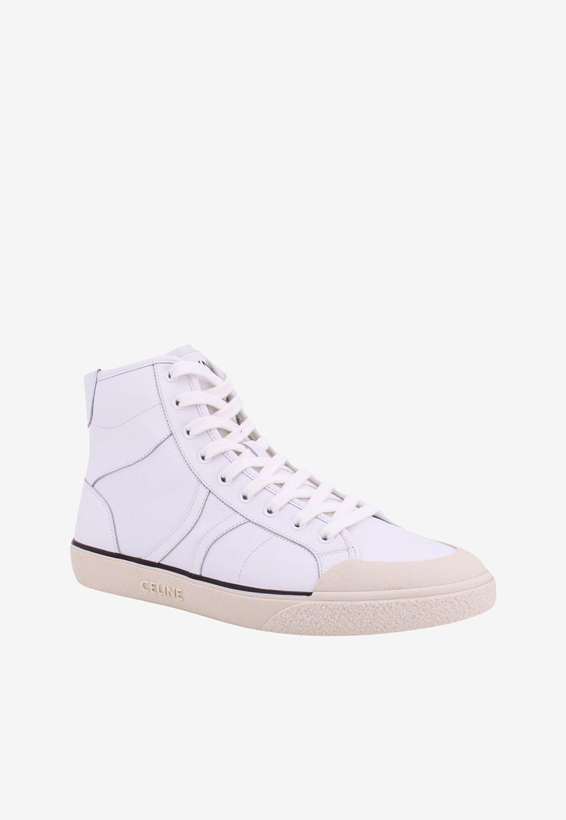 Celine Alan AS-01 Leather High-Top Sneakers White 356243985C_01OP_White_29851383