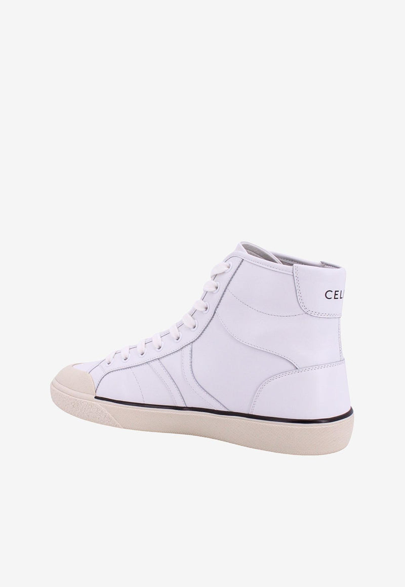 Celine Alan AS-01 Leather High-Top Sneakers White 356243985C_01OP_White_29851383