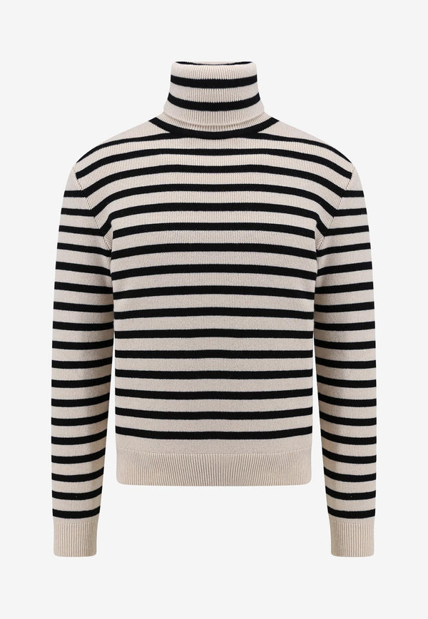 Celine Heritage Cashmere Stripe Turtleneck Sweater Monochrome 2ADV4240U_01CB_White_29852452