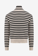 Celine Heritage Cashmere Stripe Turtleneck Sweater Monochrome 2ADV4240U_01CB_White_29852452