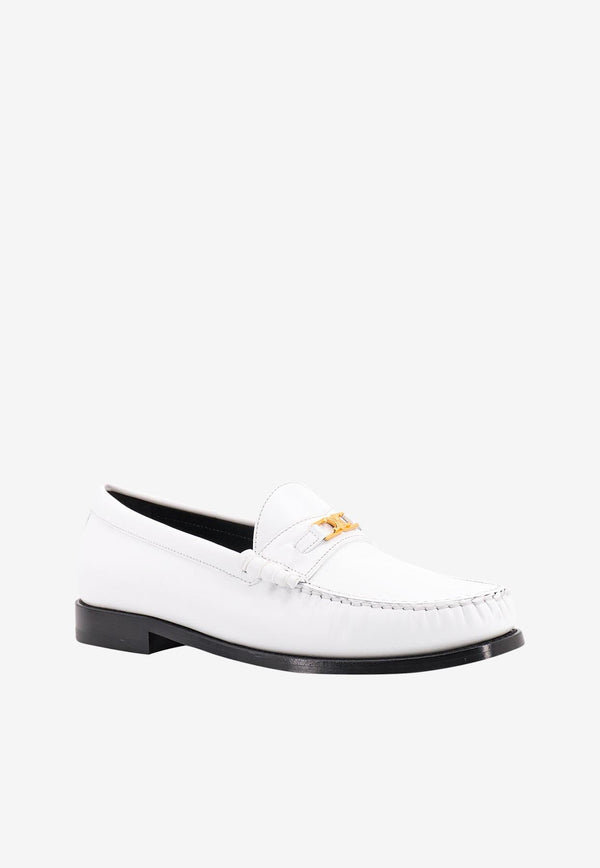 Celine Triomphe Leather Loafers White 334773602C_01BC_White_29851866