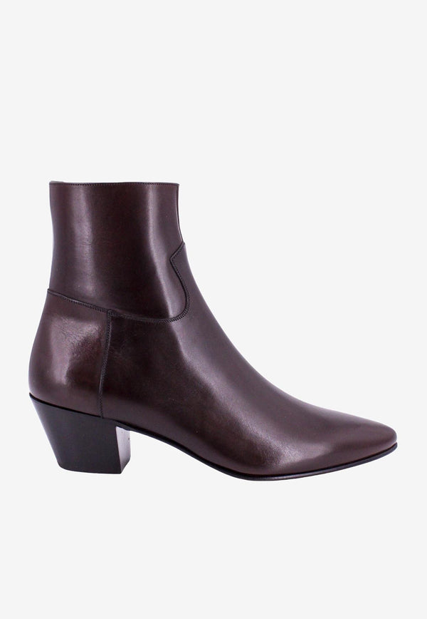 Celine Janco Pointed-Toe Leather Boots Brown 340603791_19OA_Brown_29851777
