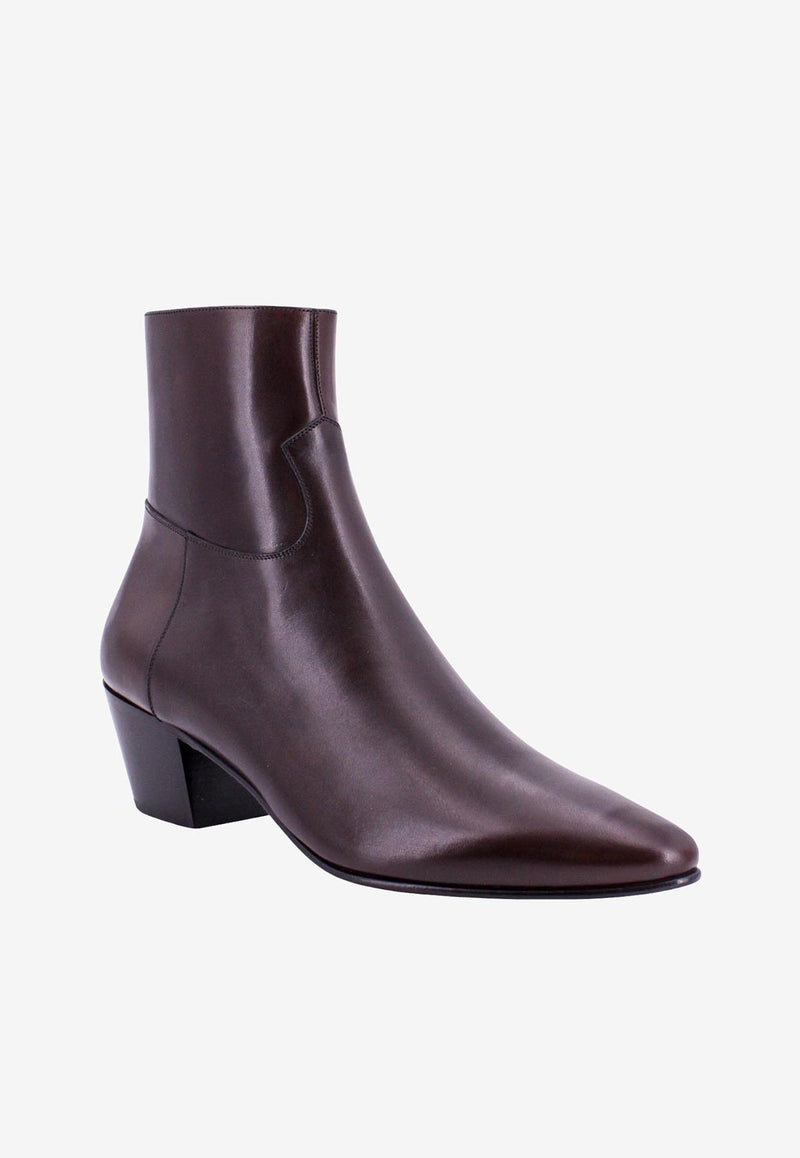 Celine Janco Pointed-Toe Leather Boots Brown 340603791_19OA_Brown_29851777