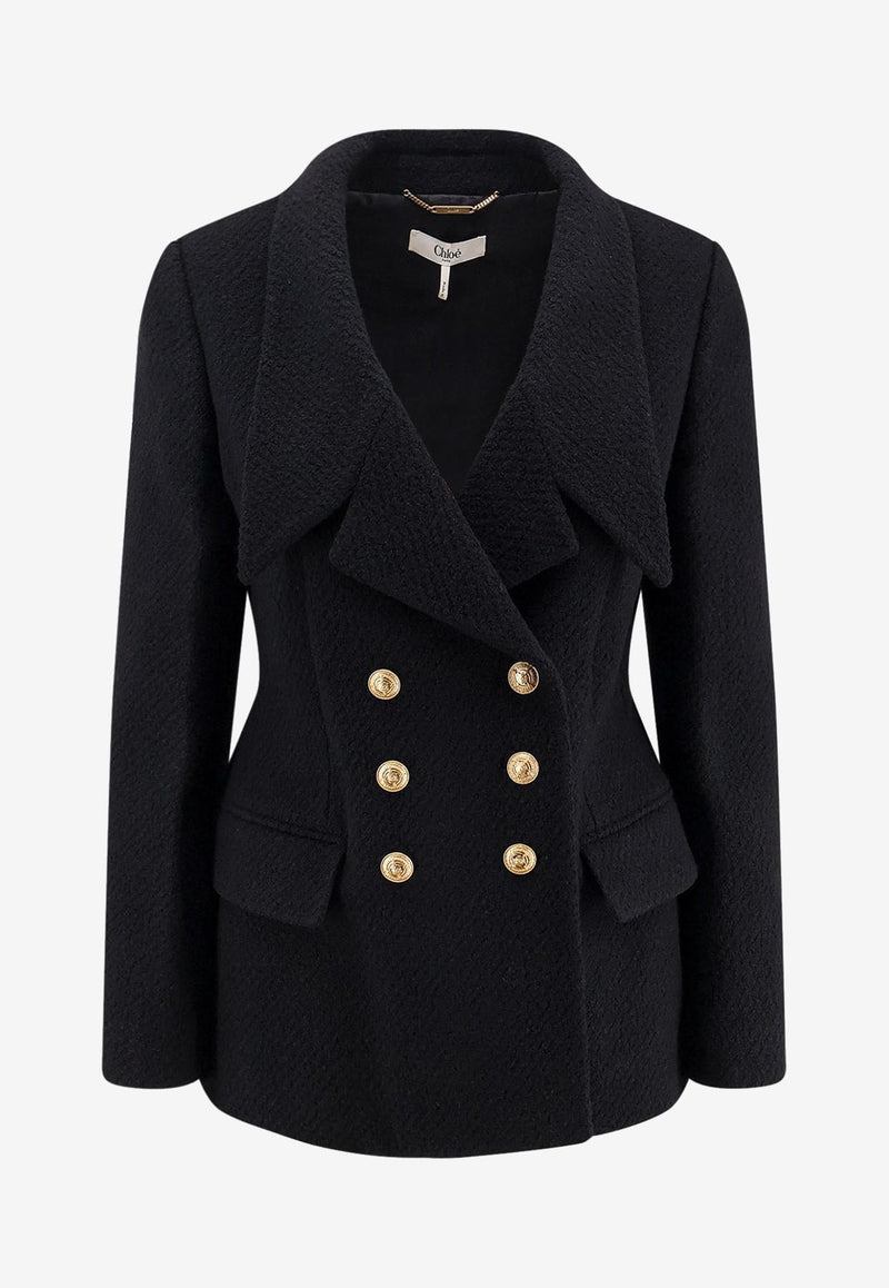 Chloé Double-Breasted Wool-Blend Jacket Black CH25AVE22935001_Black_32772780