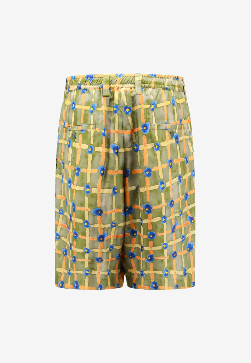 Marni Silk Bermuda Printed Shorts Green PUMU0049M5UTSG09_SAV67_Green_32943265