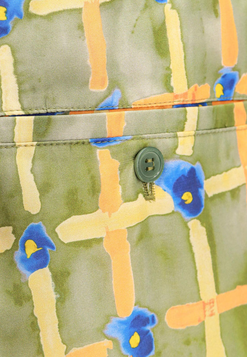 Marni Silk Bermuda Printed Shorts Green PUMU0049M5UTSG09_SAV67_Green_32943265