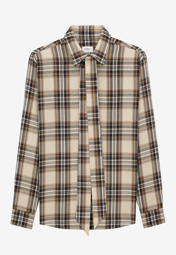 Saint Laurent Tartan Check Long-Sleeved Shirt Beige 838890Y31VA7300_BRIGHTON CHECKS_29852437