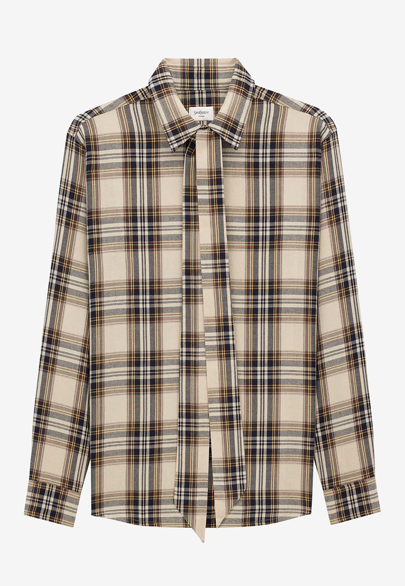 Saint Laurent Tartan Check Long-Sleeved Shirt Beige 838890Y31VA7300_BRIGHTON CHECKS_29852437