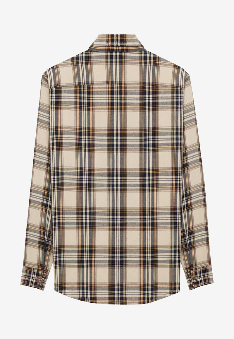 Saint Laurent Tartan Check Long-Sleeved Shirt Beige 838890Y31VA7300_BRIGHTON CHECKS_29852437