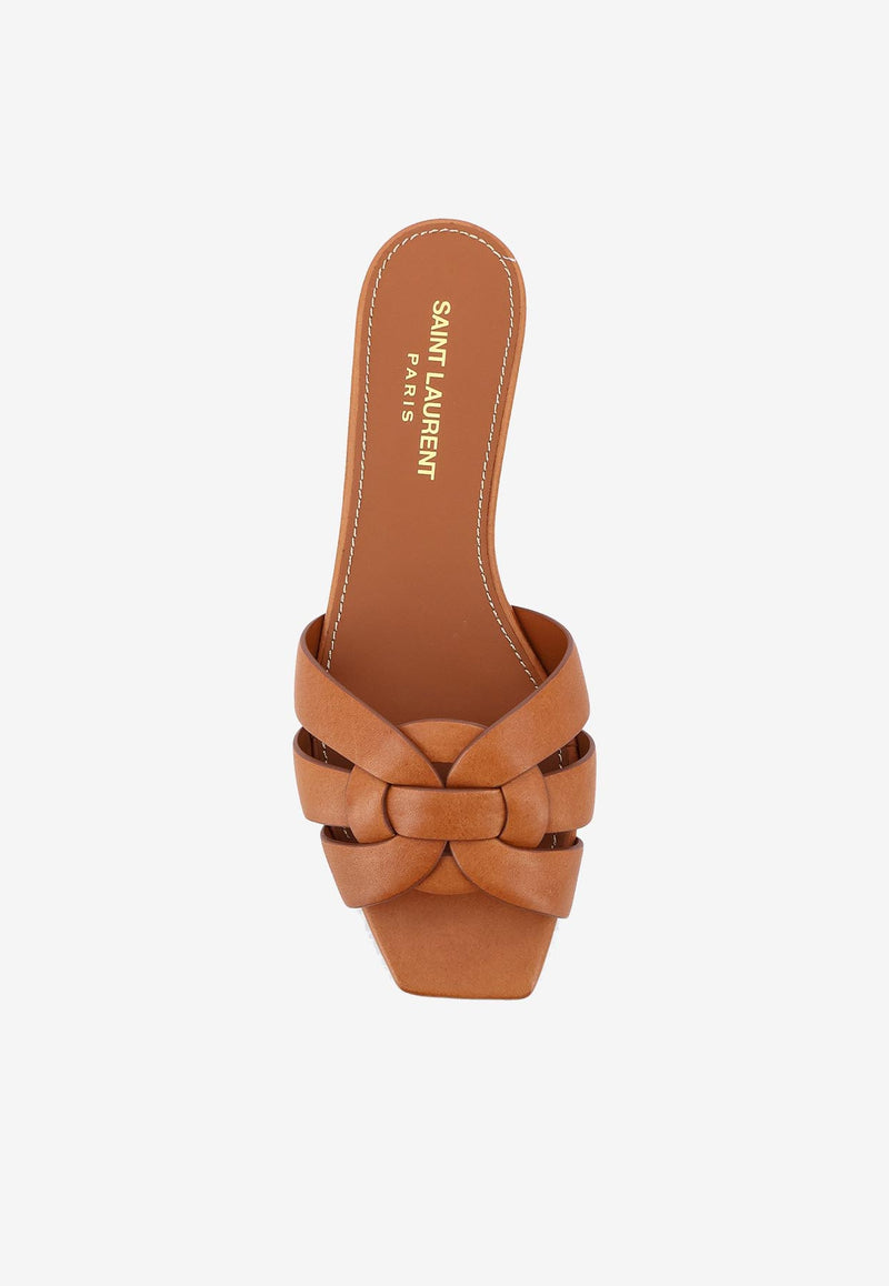 Saint Laurent Tribute Woven Leather Flat Sandals Amber 571952BDA002206_Red_29854147
