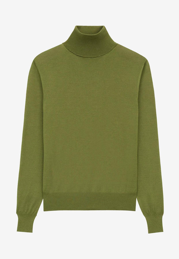 Saint Laurent Turtleneck Wool Blend Sweater Green 844617YAPK23391_Vert Olive_29852445