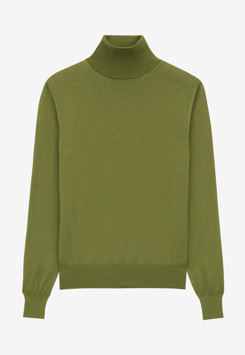 Saint Laurent Turtleneck Wool Blend Sweater Green 844617YAPK23391_Vert Olive_29852445