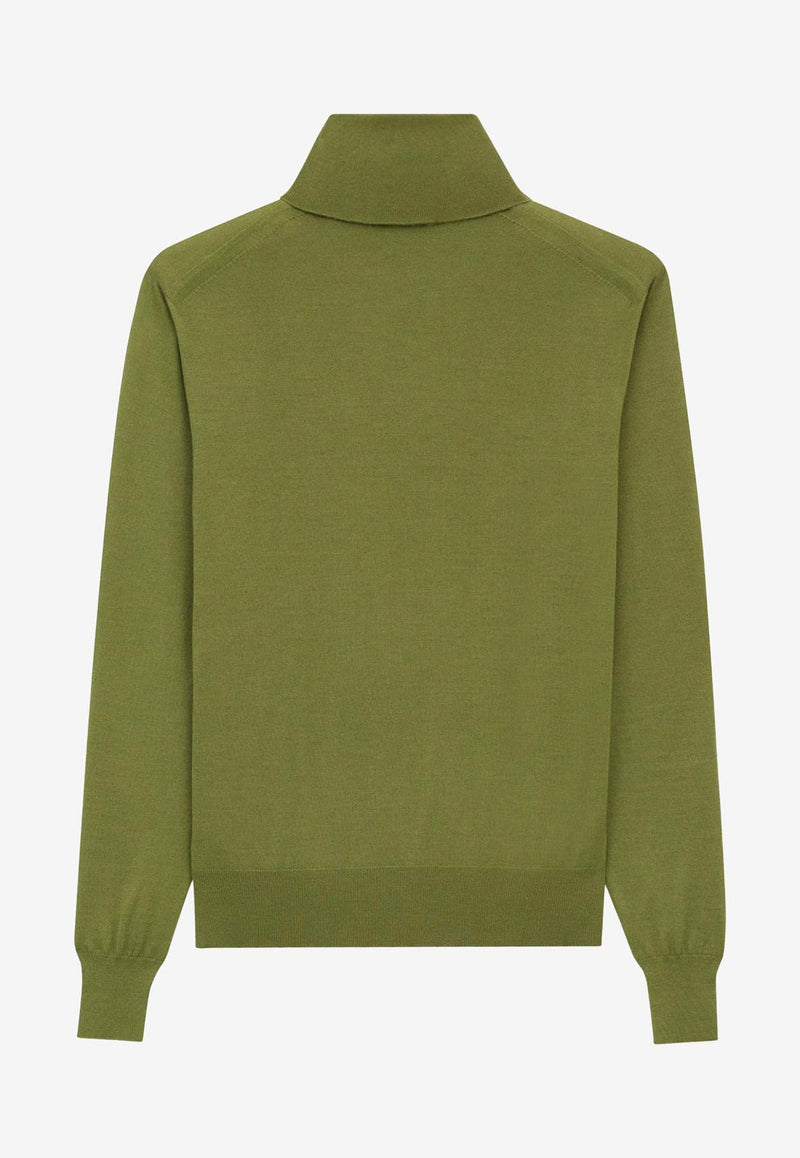 Saint Laurent Turtleneck Wool Blend Sweater Green 844617YAPK23391_Vert Olive_29852445
