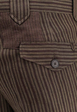 Enfants Riches Déprimés Linen-Blend Striped Pants Brown 060287_RED_Red_31299778