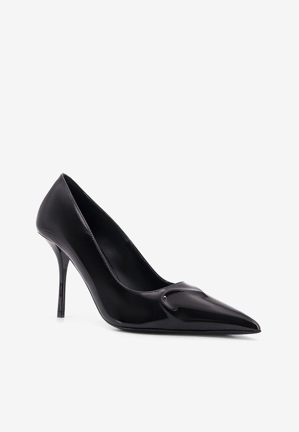 Alaïa Le Coeur 90 Pumps in Patent Leather Black AA3E089CK168999_Black_29838048
