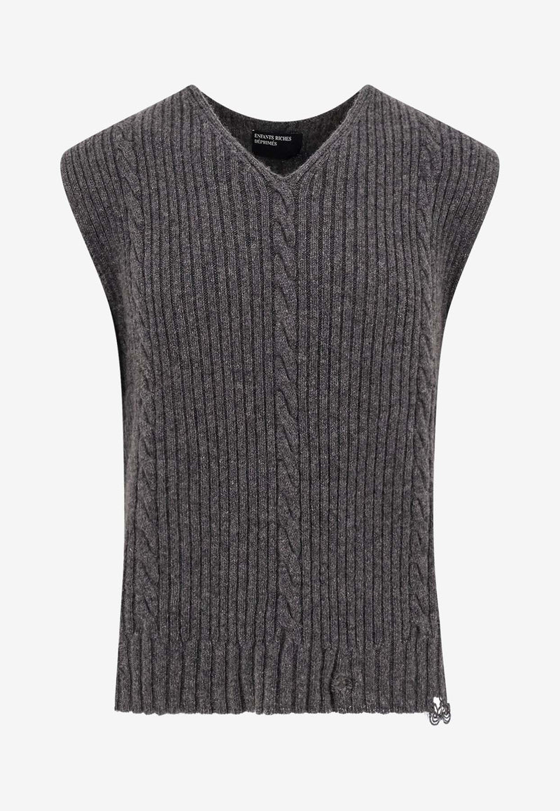 Enfants Riches Déprimés Distressed Cashmere Vest Gray 080244_GREY_Grey_31299780
