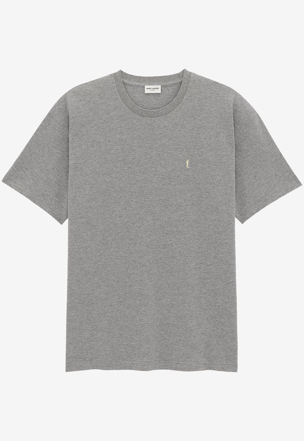Saint Laurent Cassandre Embroidered T-shirt Gray 781566Y37HC1482_Gris Chine/Jaune_29853635