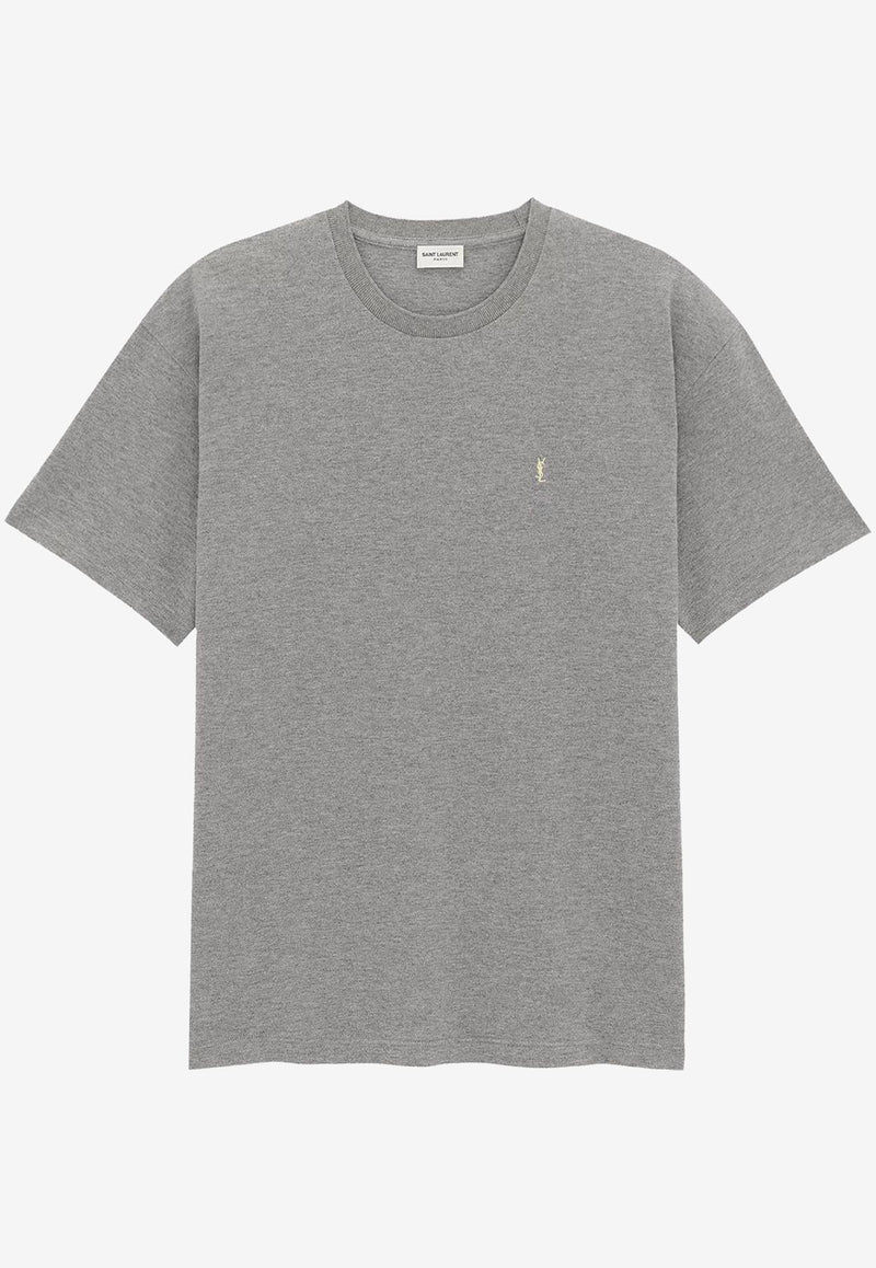 Saint Laurent Cassandre Embroidered T-shirt Gray 781566Y37HC1482_Gris Chine/Jaune_29853635
