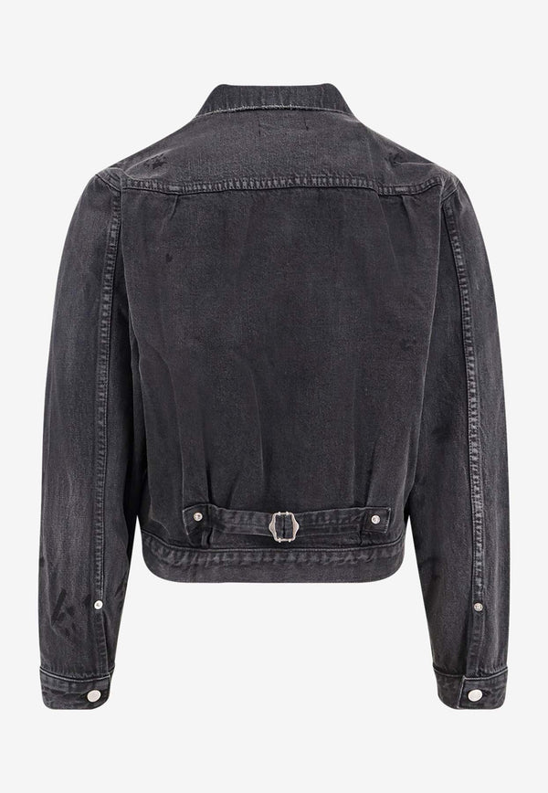 Enfants Riches Déprimés Distressed Denim Jacket Gray 030524_CHARCORAL_Coral Red_32997542