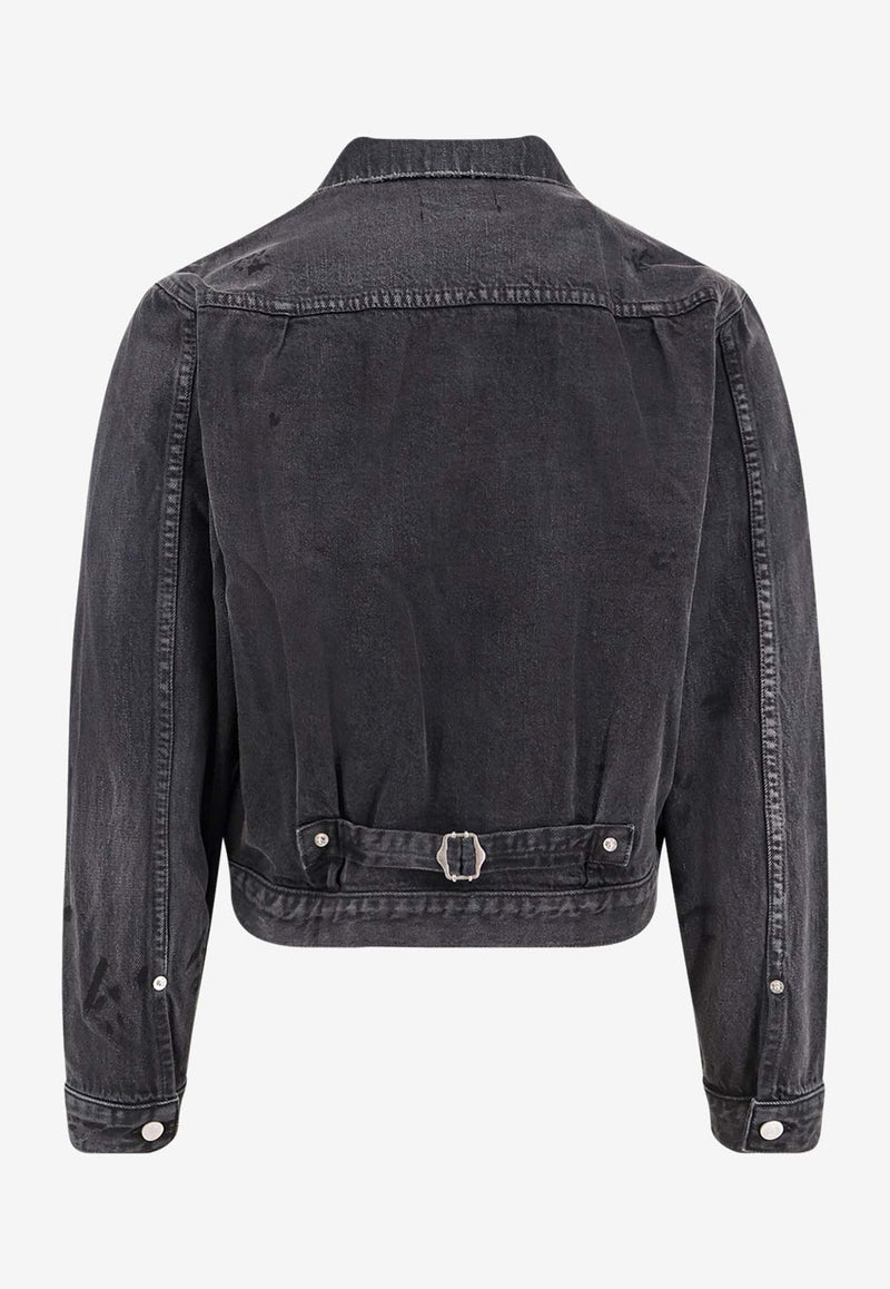 Enfants Riches Déprimés Distressed Denim Jacket Gray 030524_CHARCORAL_Coral Red_32997542