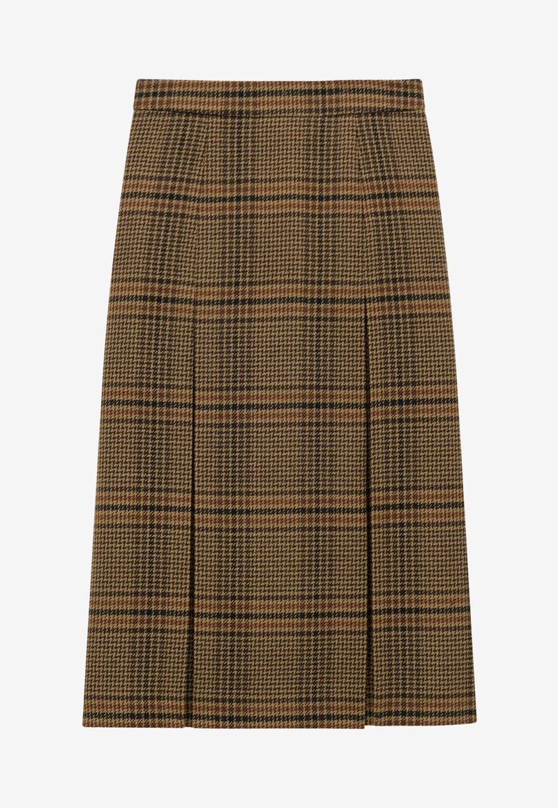 Saint Laurent Prince of Wales Wool Midi Skirt Brown 831068Y9I702849_MARRON BEIGE ROUX_29851496