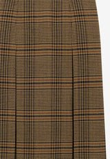 Saint Laurent Prince of Wales Wool Midi Skirt Brown 831068Y9I702849_MARRON BEIGE ROUX_29851496