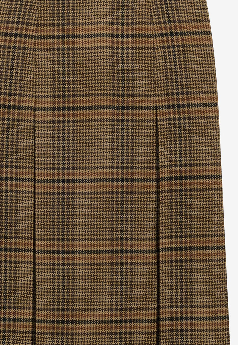 Saint Laurent Prince of Wales Wool Midi Skirt Brown 831068Y9I702849_MARRON BEIGE ROUX_29851496
