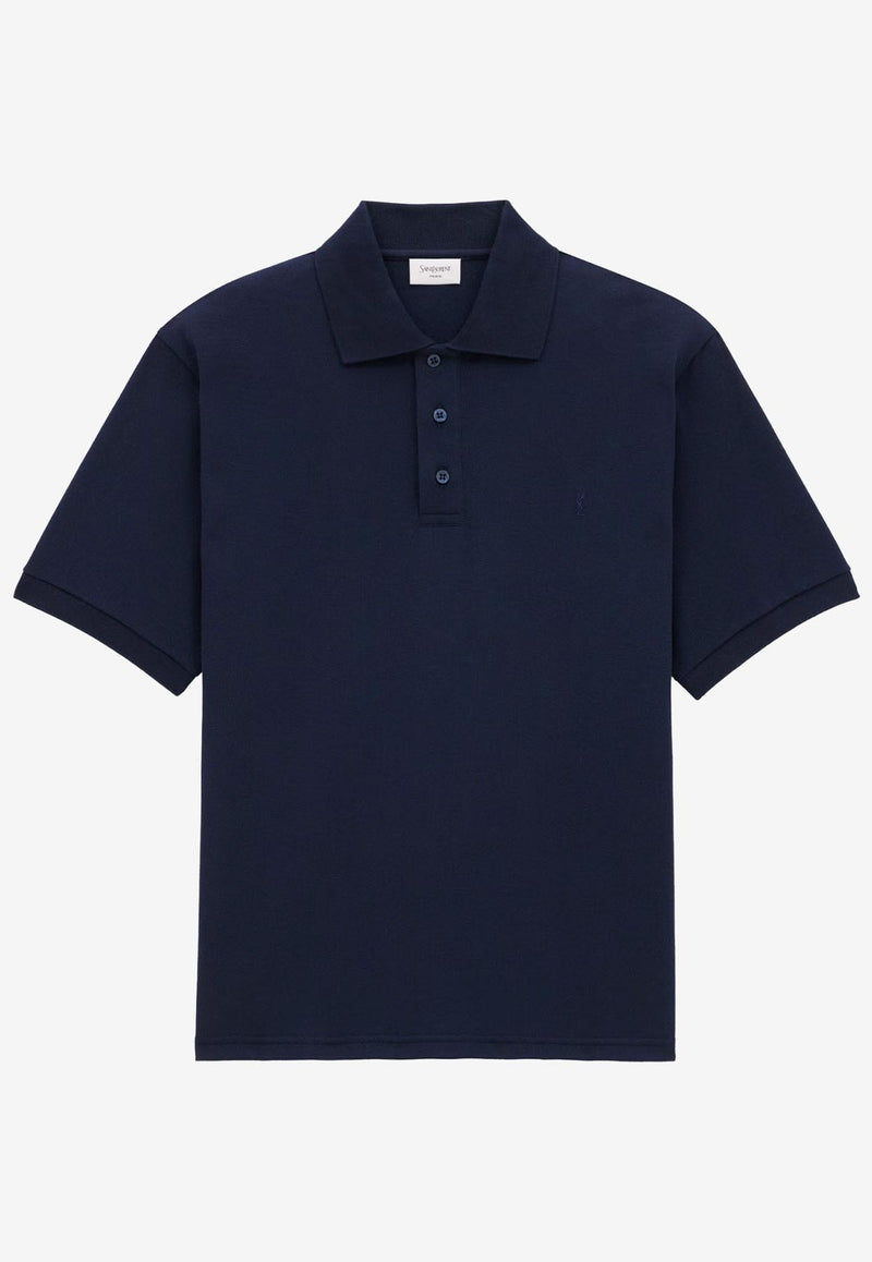 Saint Laurent Cassandre Embroidered Polo T-shirt Navy 798944Y37HC4140_MARINE_29853982