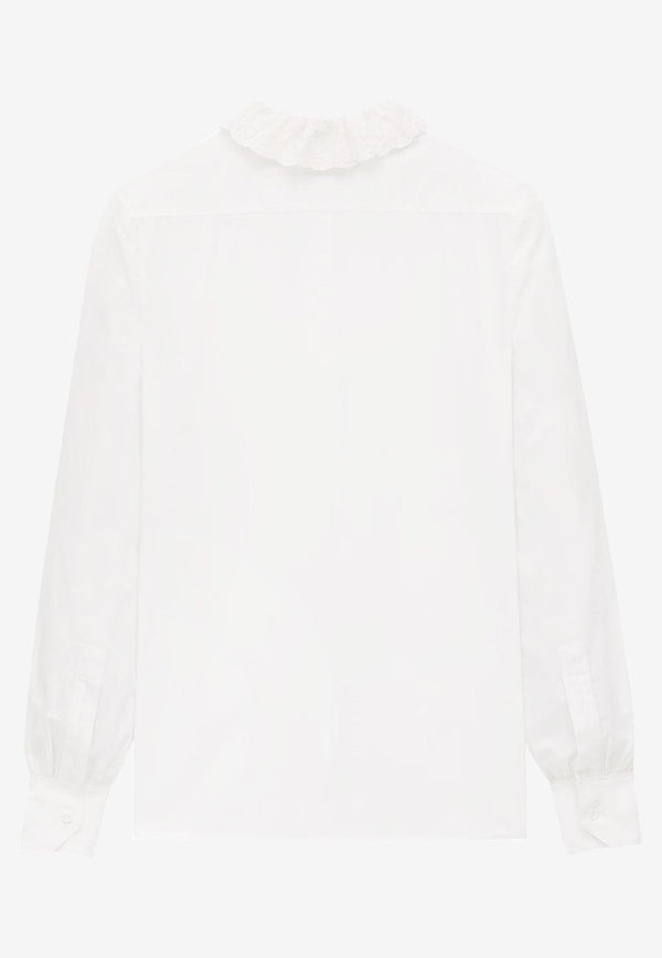 Saint Laurent Lace Pierrot Collar Poplin Blouse White 842627Y7K369601_CRAIE_29853371