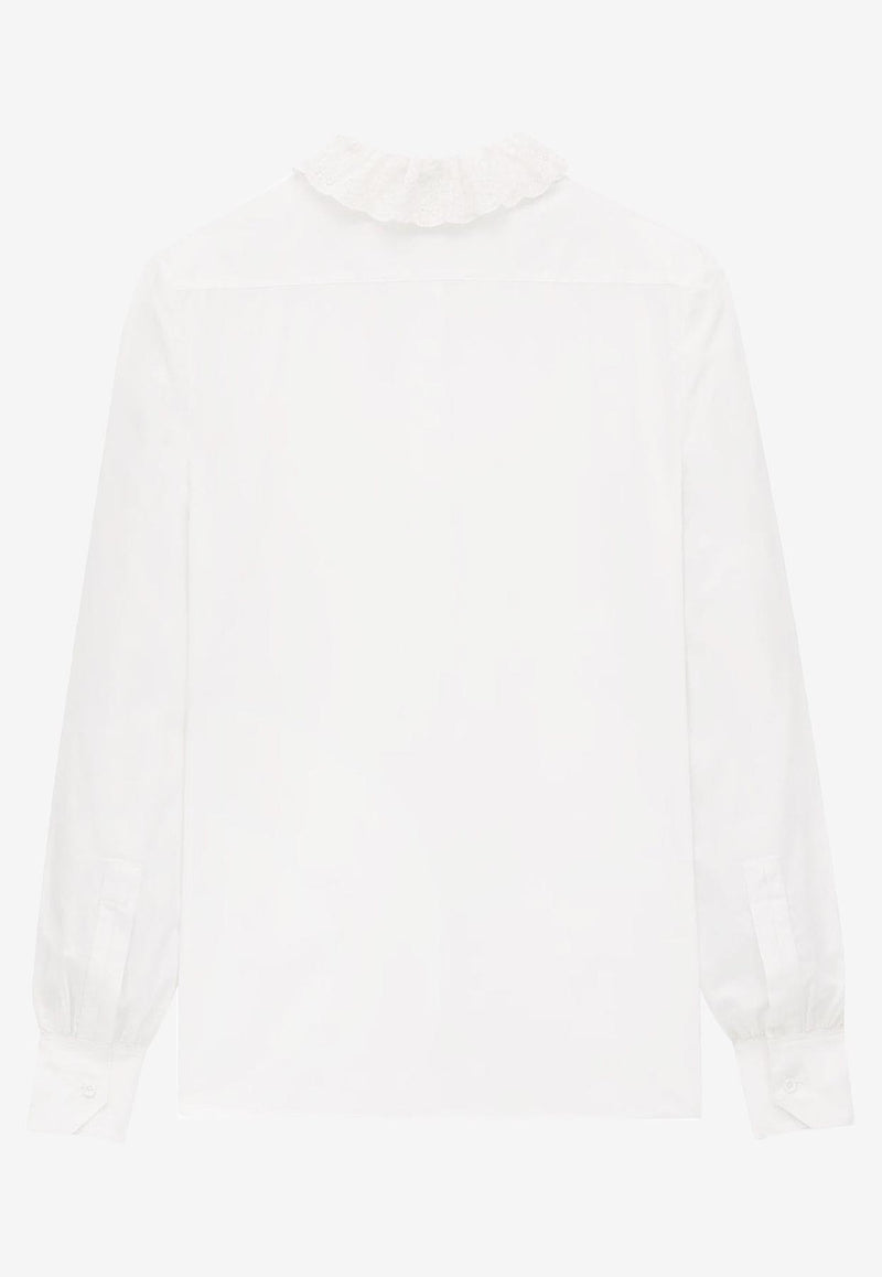 Saint Laurent Lace Pierrot Collar Poplin Blouse White 842627Y7K369601_CRAIE_29853371