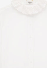 Saint Laurent Lace Pierrot Collar Poplin Blouse White 842627Y7K369601_CRAIE_29853371