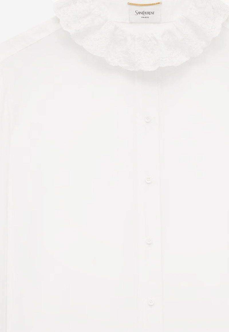 Saint Laurent Lace Pierrot Collar Poplin Blouse White 842627Y7K369601_CRAIE_29853371