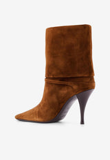 Saint Laurent Niki 90 Suede Ankle Boots Brown 8013930LI002701_LAND_29851871