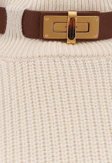 Elisabetta Franchi High-Neck Ribbed Sweater White MK05S56E2DZ9_White_29840618