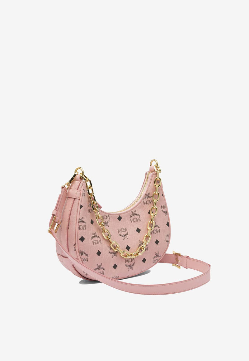 MCM Small Aren Monogram Crescent Hobo Bag Pink MWHFATA02SOFT PINK_82202