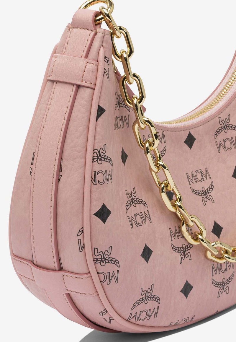 MCM Small Aren Monogram Crescent Hobo Bag Pink MWHFATA02SOFT PINK_82202