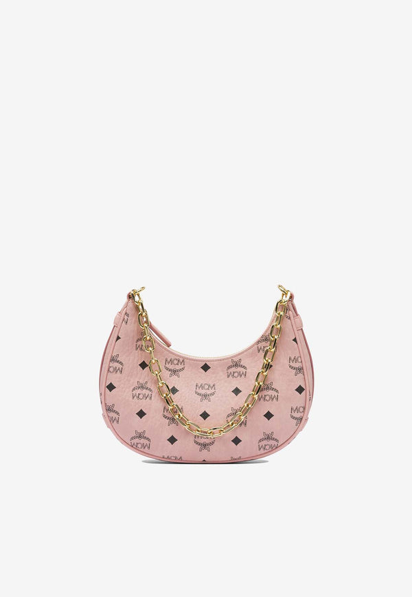 MCM Small Aren Monogram Crescent Hobo Bag Pink MWHFATA02SOFT PINK_82202