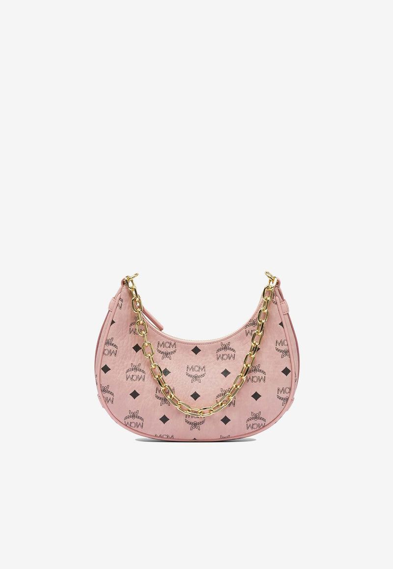 MCM Small Aren Monogram Crescent Hobo Bag Pink MWHFATA02SOFT PINK_82202