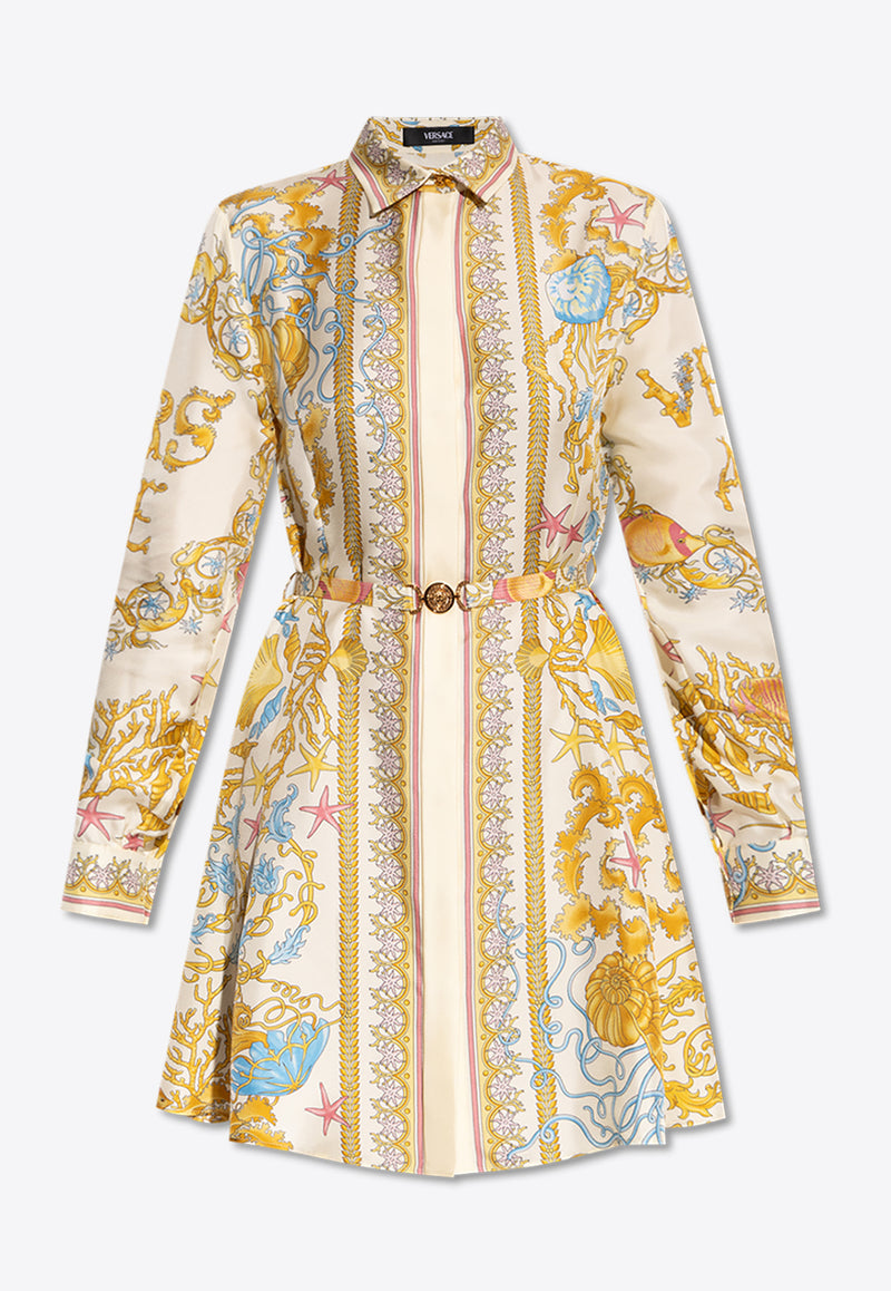 Versace Underwater Barocco Print Mini Shirt Dress Multicolor 1018933 1A14746 5K640