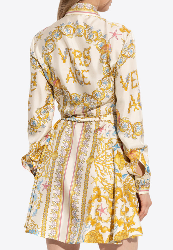 Versace Underwater Barocco Print Mini Shirt Dress Multicolor 1018933 1A14746 5K640