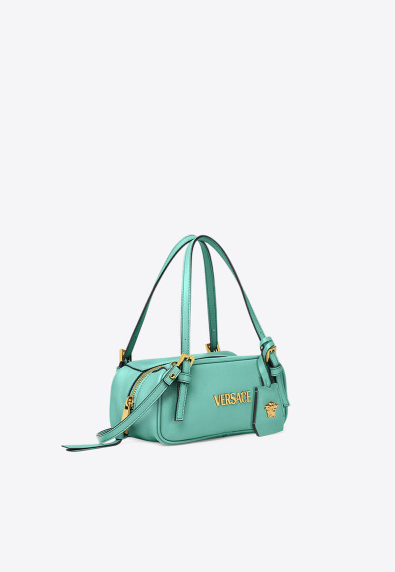 Versace Mini Logo Tag Leather Shoulder Bag Turquoise 1019178 1A13171 1GO5V