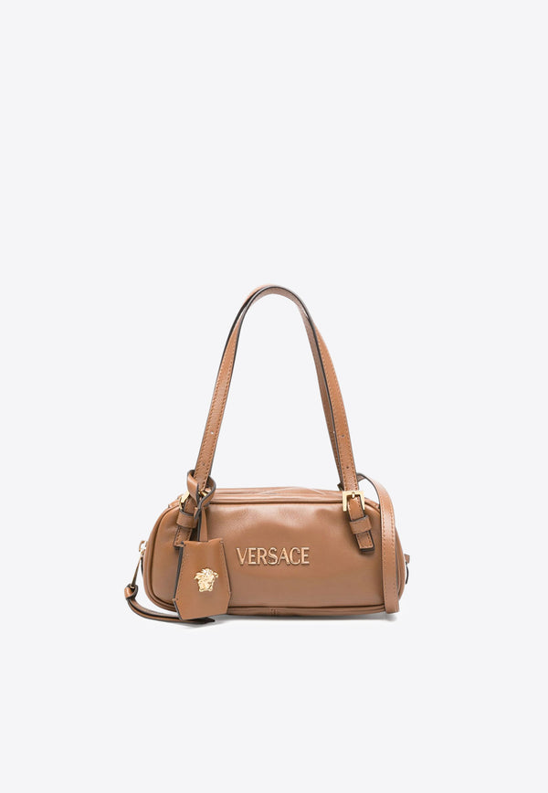 Versace Mini Logo Tag Leather Shoulder Bag Brown 1019178 1A13171 1N19V