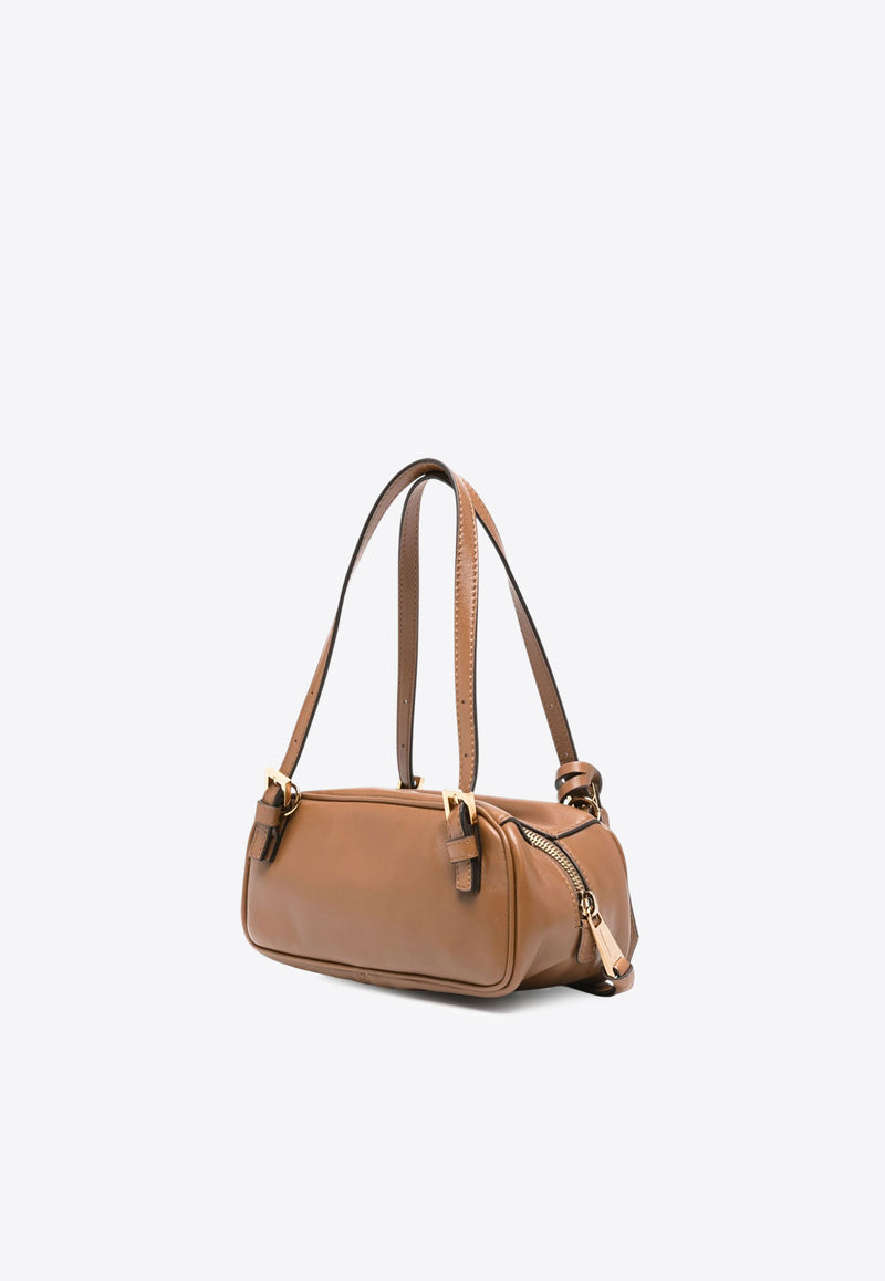 Versace Mini Logo Tag Leather Shoulder Bag Brown 1019178 1A13171 1N19V