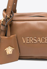 Versace Mini Logo Tag Leather Shoulder Bag Brown 1019178 1A13171 1N19V